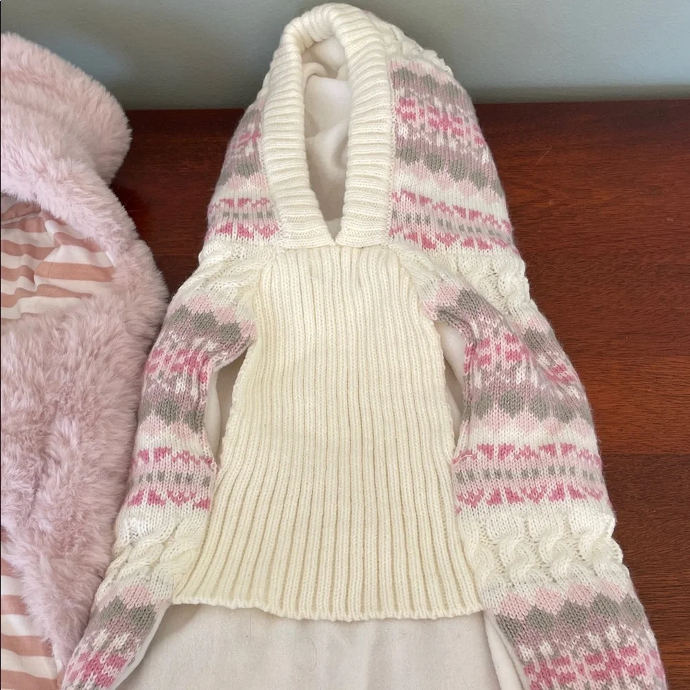 Cozy Pink and White Dog Sweater Set of 2. Size :M